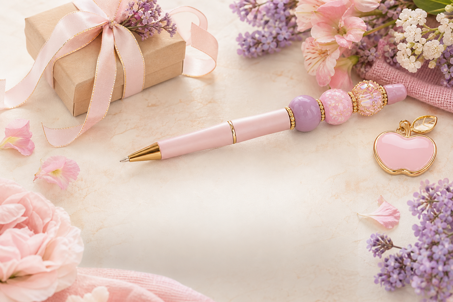 Teacher thank-you gift with a handmade beaded pen