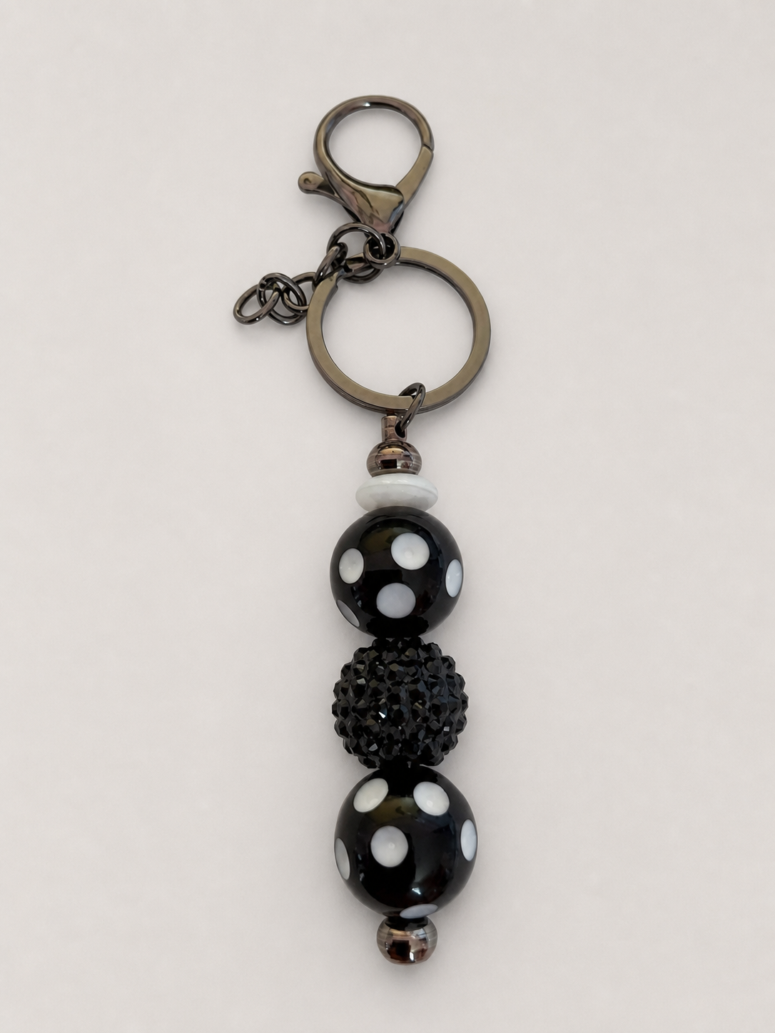 Black Polka Dot Sparkle Keychain