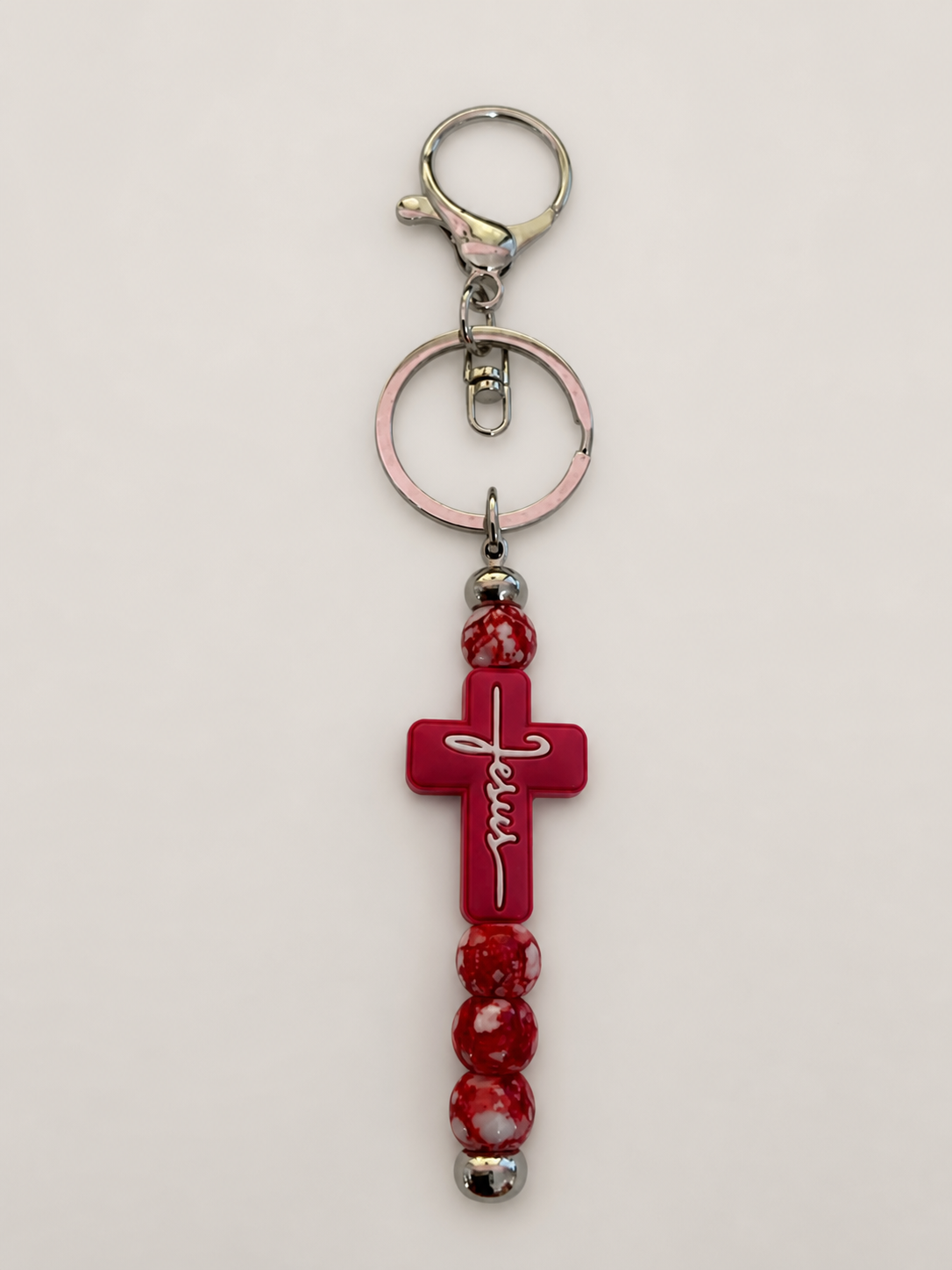 Red Jesus Cross Keychain
