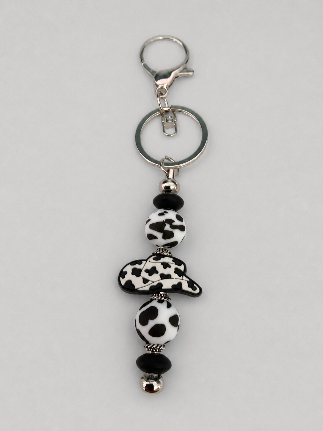 Black and White Cowgirl Hat Keychain