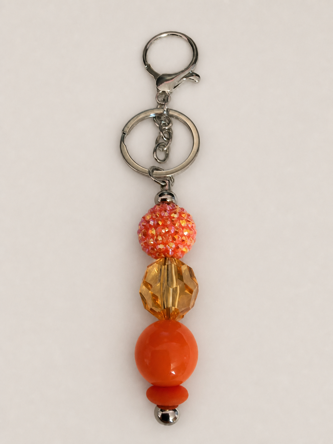Orange Sparkle Beaded Keychain