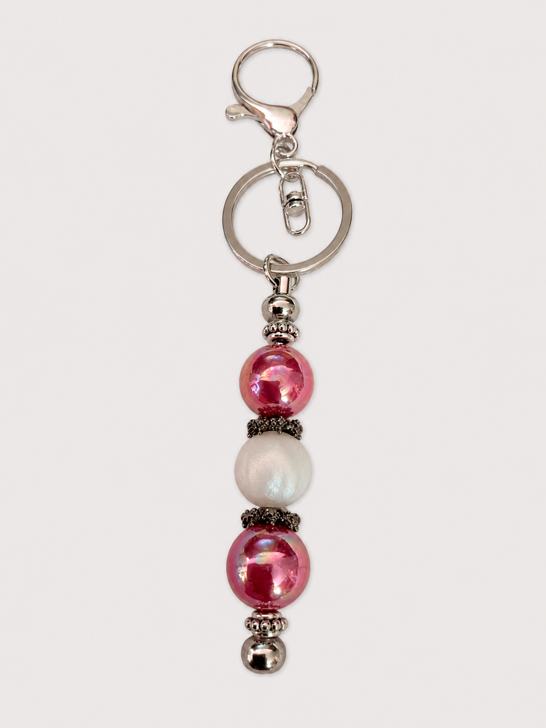 Pink Pearl Beaded Keychain