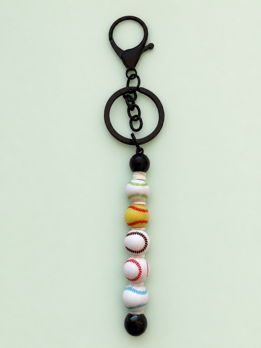 Baseball bead keychain