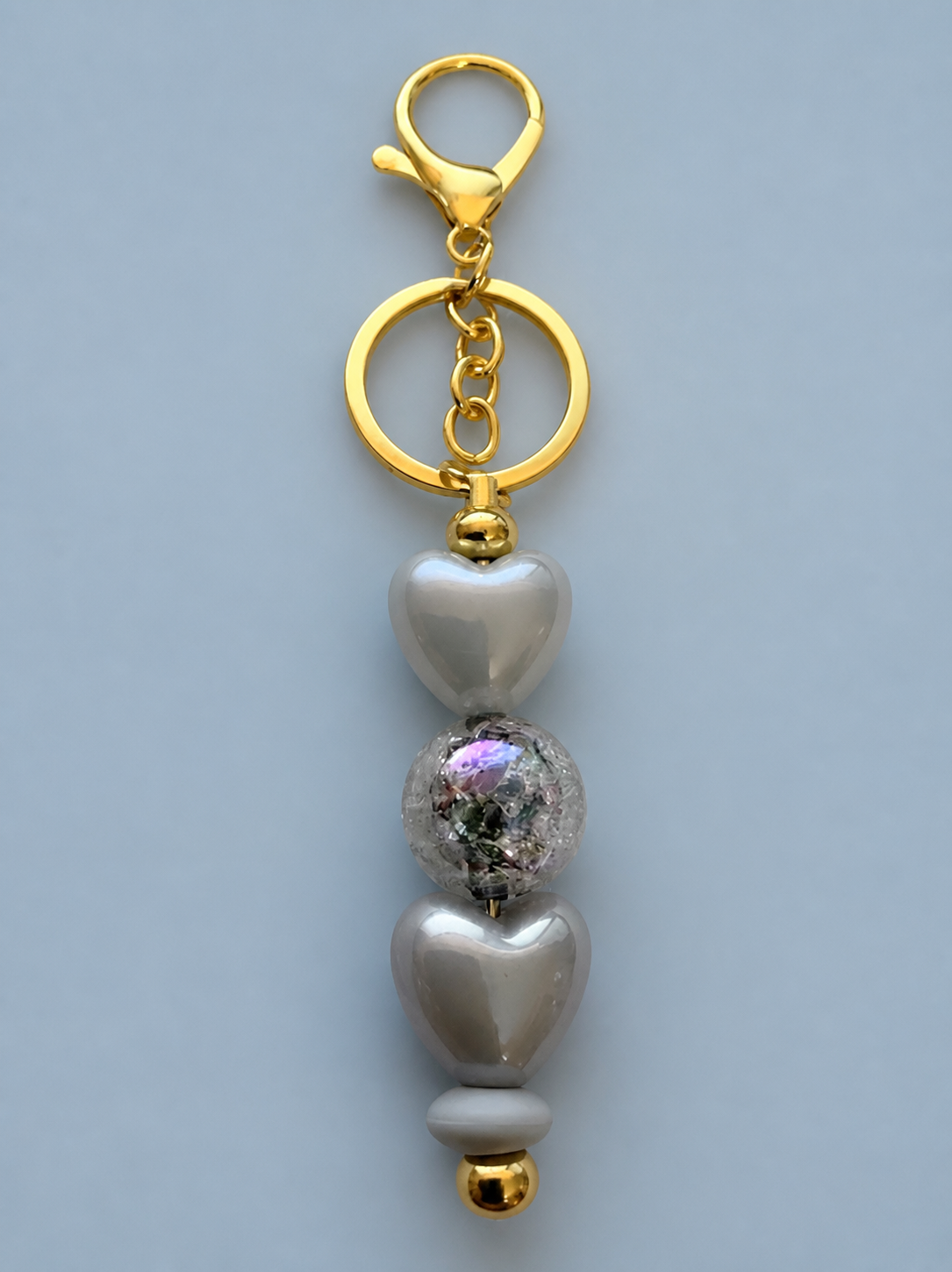 Pastel blue heart keychain
