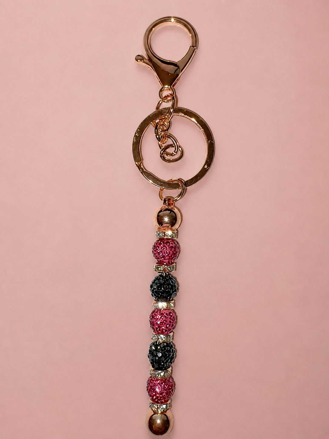 Rose Gold Pink Sparkle Bead Keychain