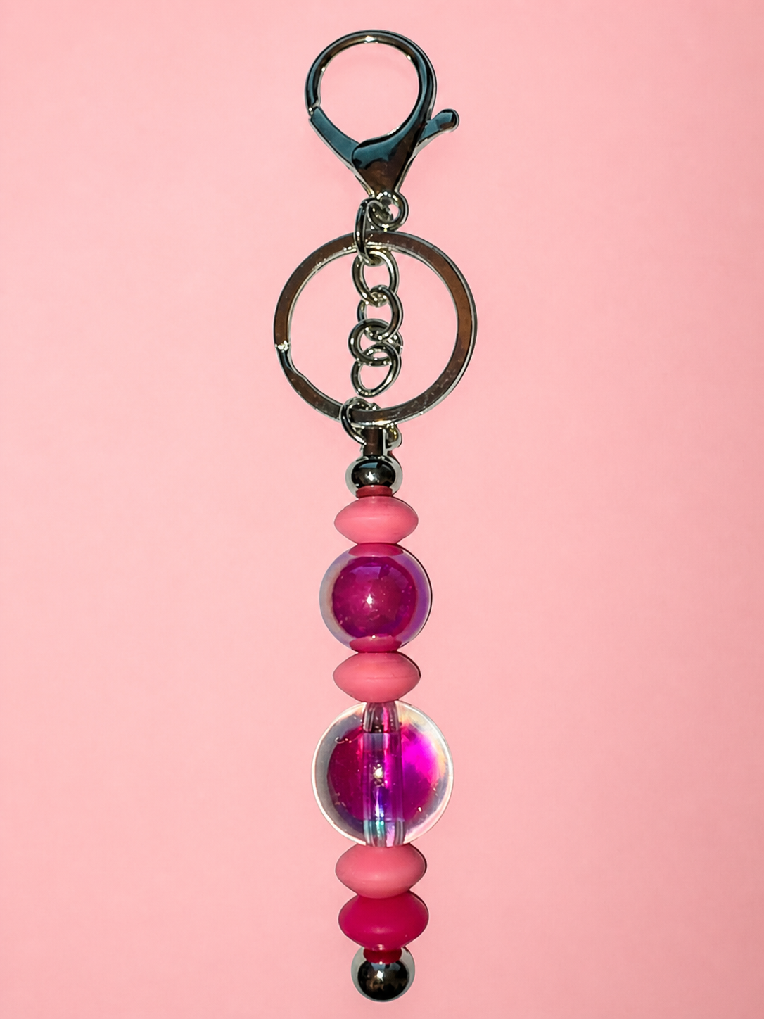 Pink Bead Keychain