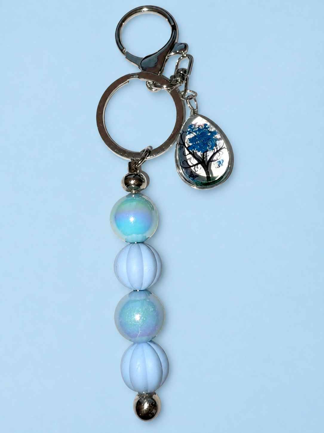 Blue Tree Charm Keychain
