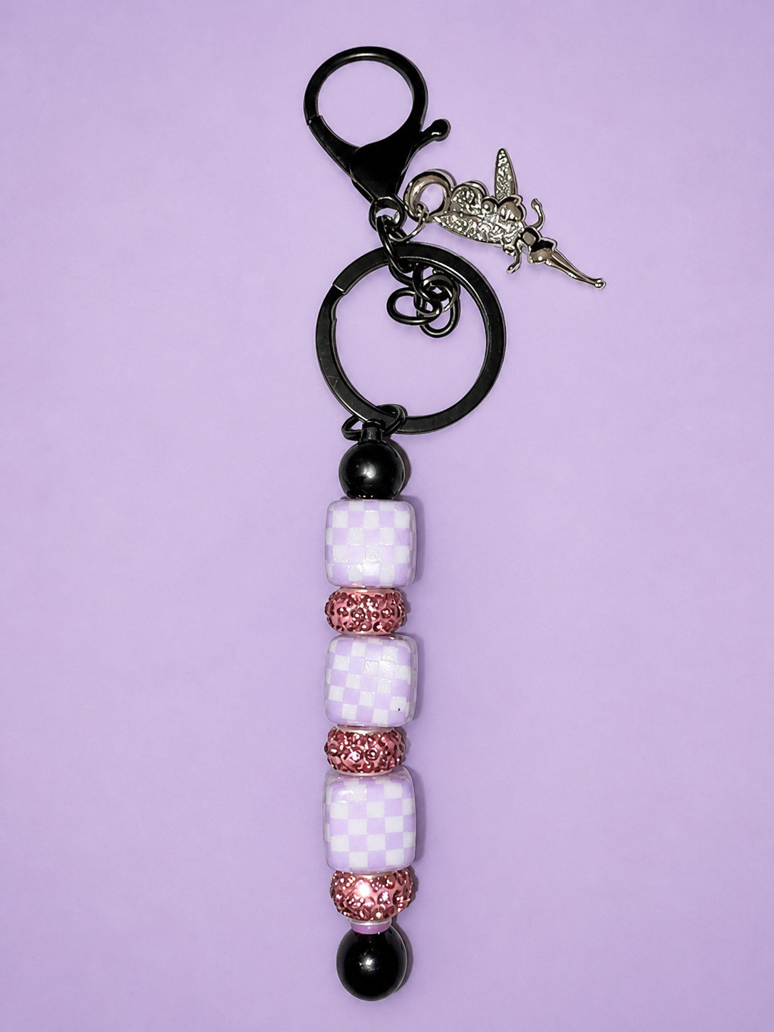 Purple Checker Bead Keychain