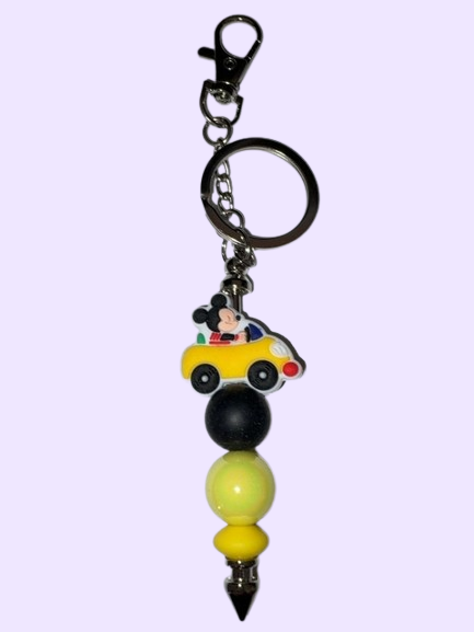 Mickey Mouse Car Bead Keychain