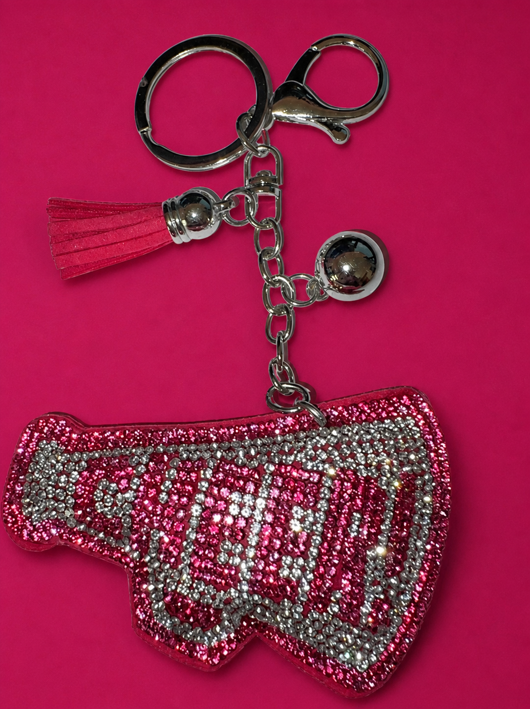 Pink Cheer Megaphone Keychain