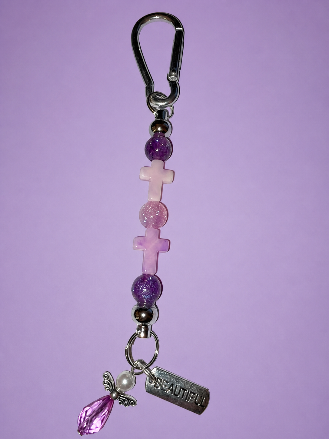 Pink Cross Faith Keychain