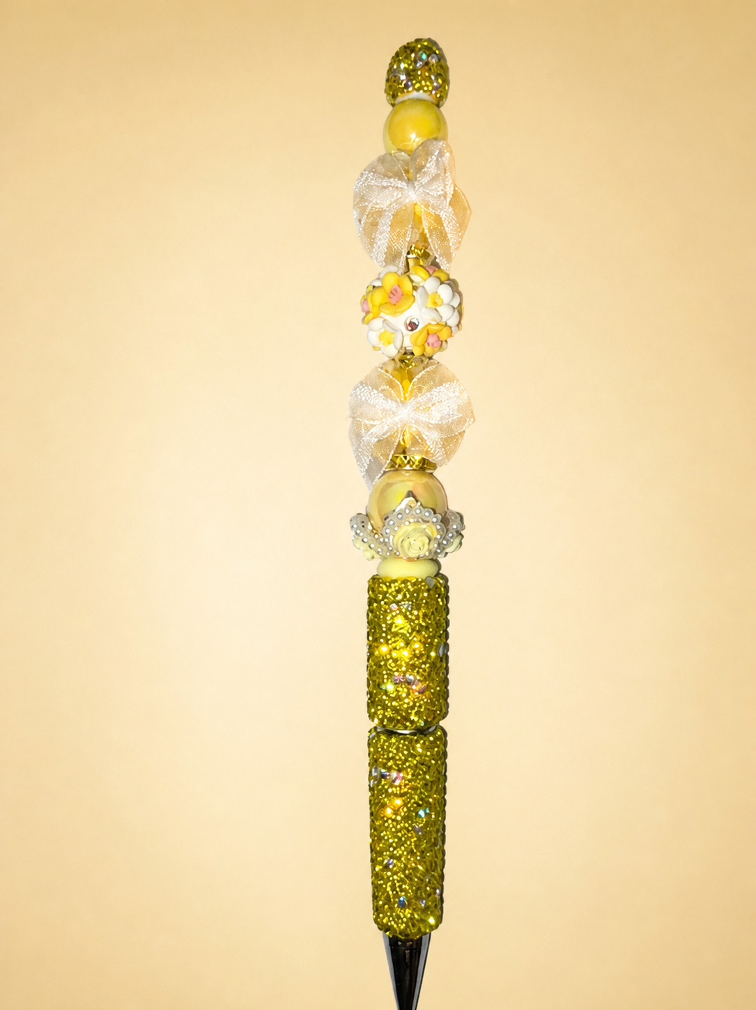 Yellow Bow Daisy Bead Pen