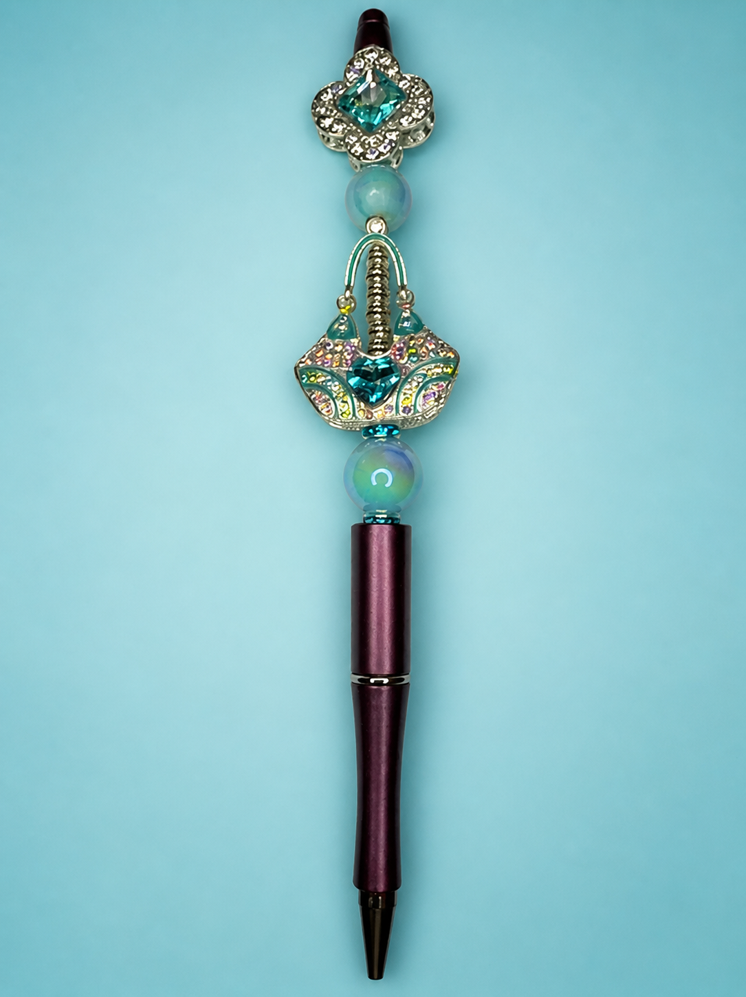 Blue Purse Charm Bead Pen