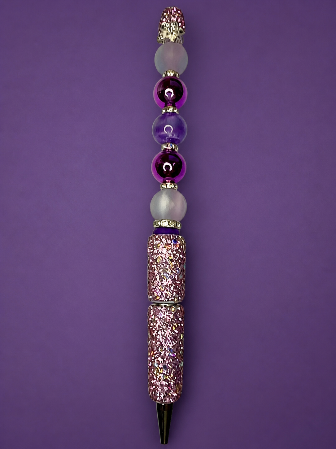 Purple Glitter Bead Pen