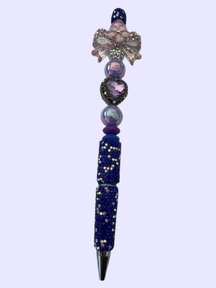 Blue and Purple Heart Rhinestone Pen