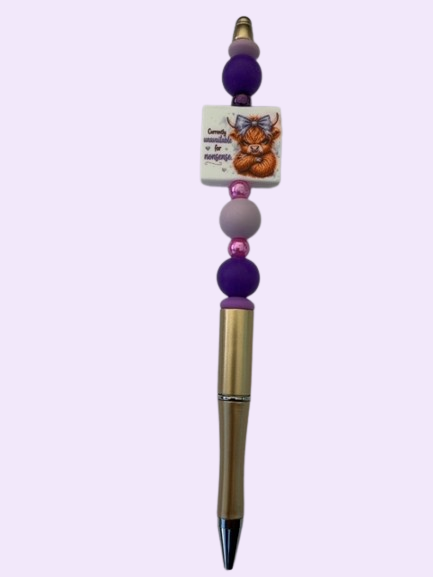 Purple Care Bears-Inspired Bead Pen