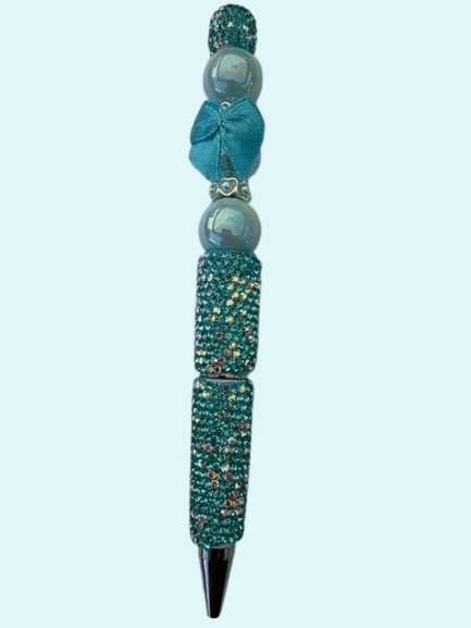 Turquoise Bow Rhinestone Pen