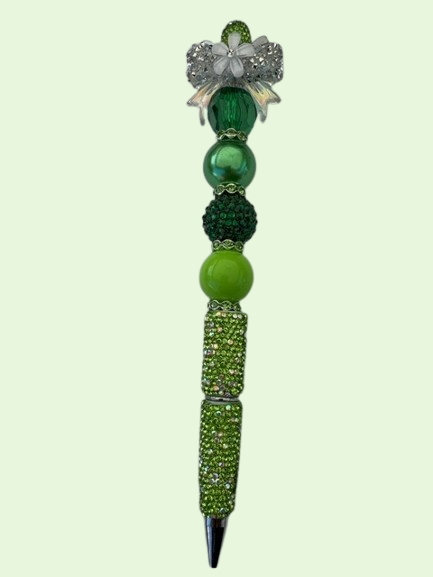 Green Bow Rhinestone Pen