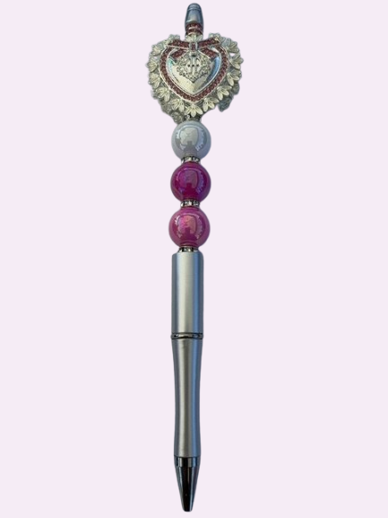 Silver Sacred Heart Bead Pen