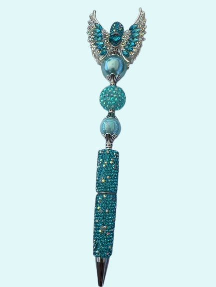 Turquoise Winged Bird Rhinestone Pen