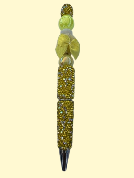 Yellow Bow Rhinestone Pen