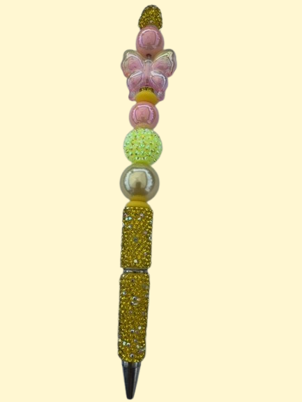 Yellow Butterfly Rhinestone Pen