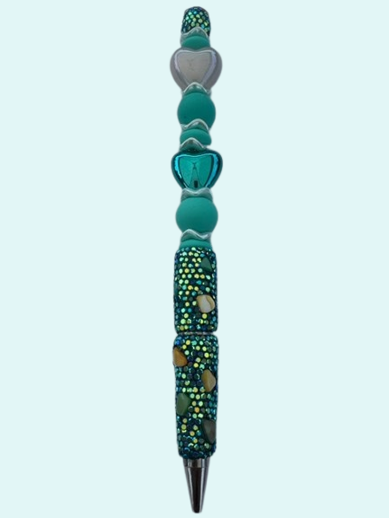 Turquoise Heart Rhinestone Pen