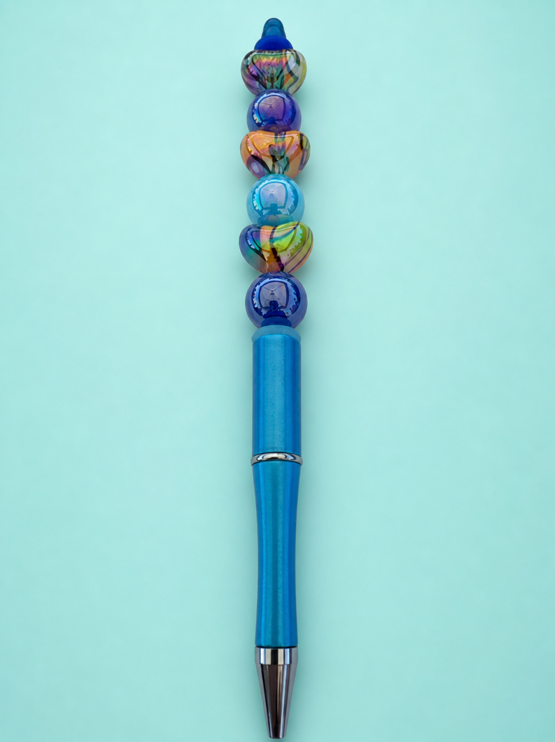Blue Marbled Bead Pen