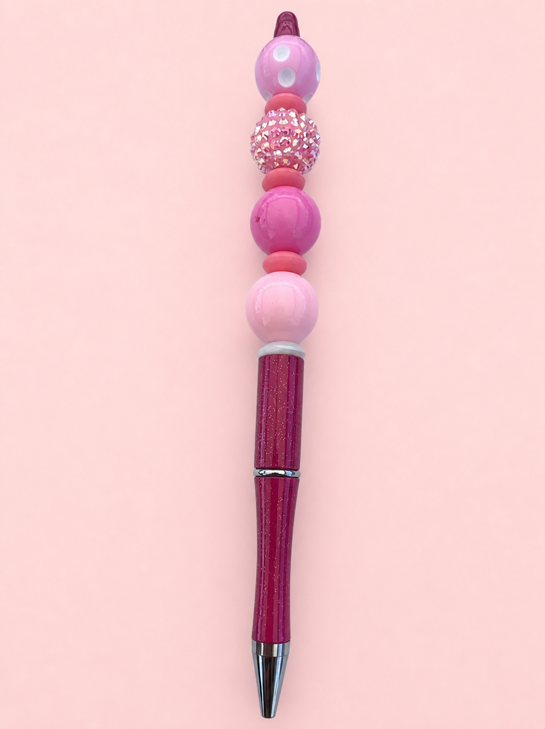 Pink Polka Dot Rhinestone Pen