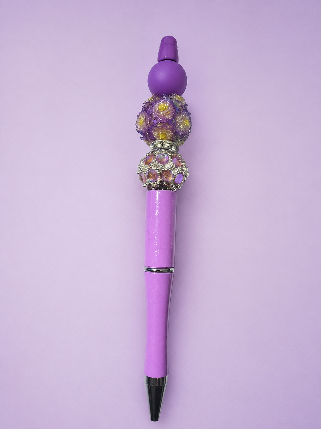 Lavender Floral Rhinestone Pen
