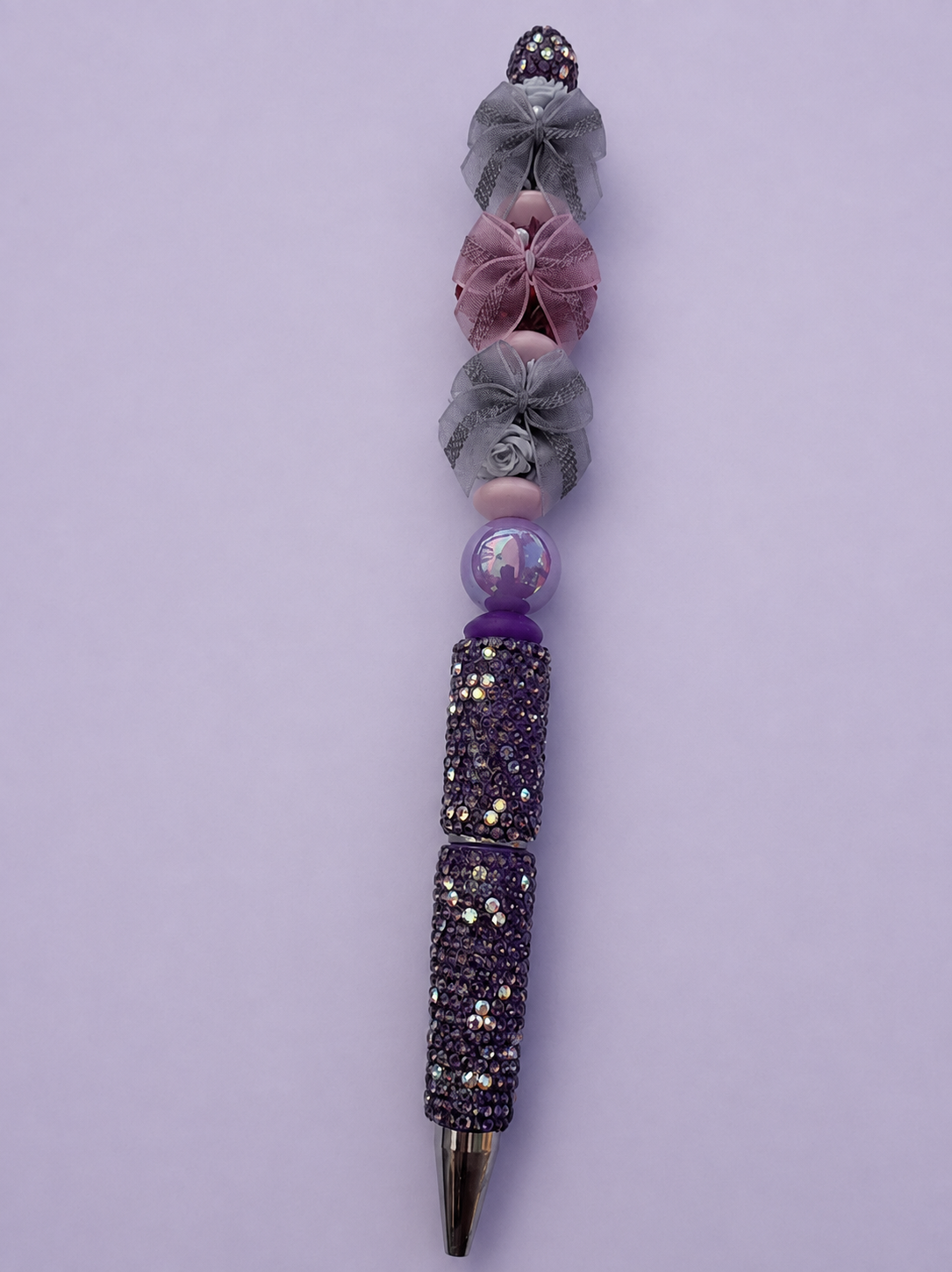 Purple Bow Rhinestone Pen