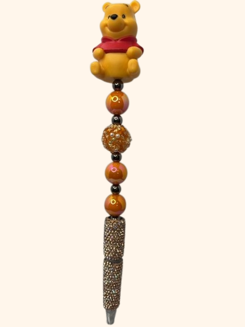 Yellow Bear Orange Rhinestone Pen