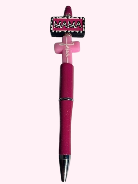 Pink Mama Cross Glitter Pen