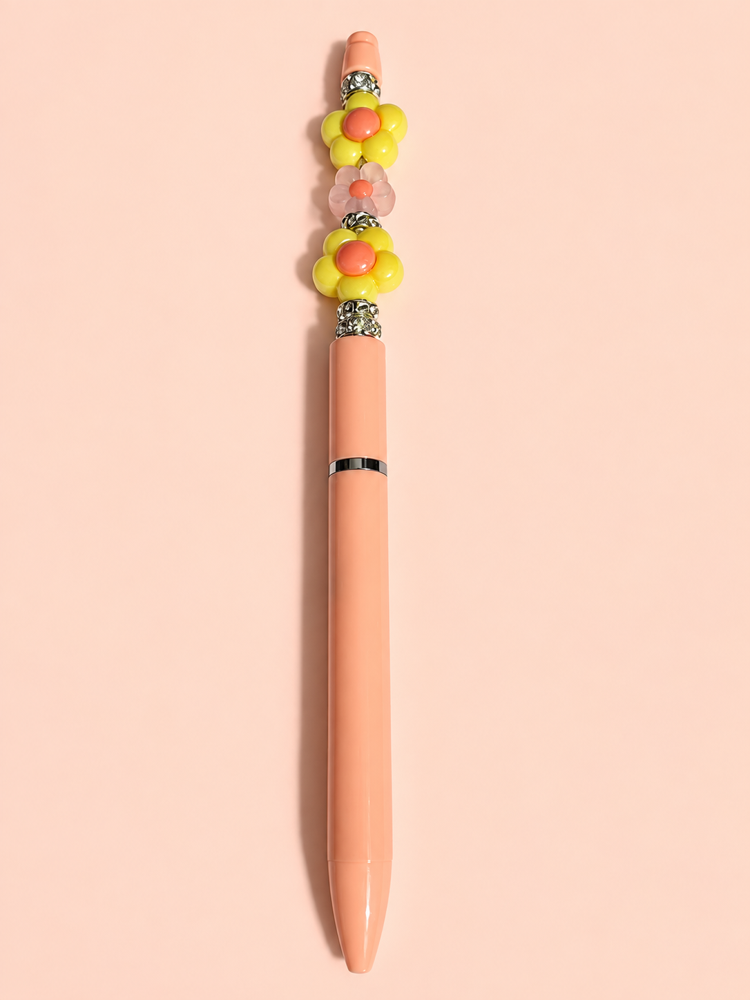 Peach Daisy Beaded Pen