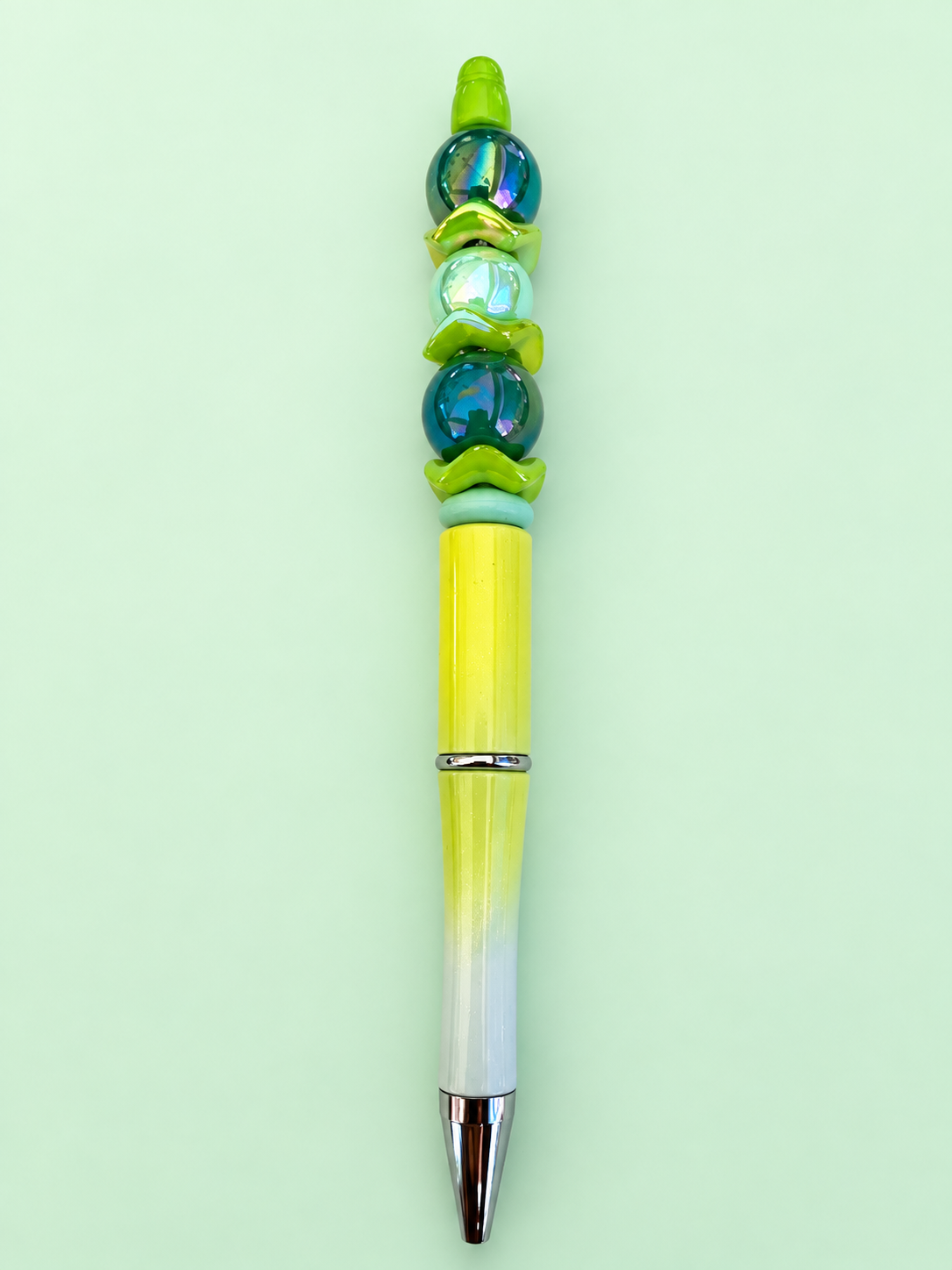Lime Green Star Beaded Pen