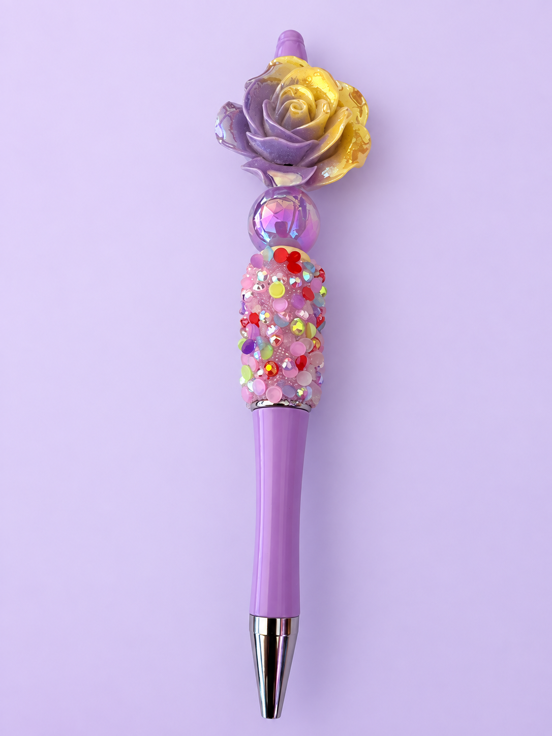 Lilac Yellow Rose Confetti Pen