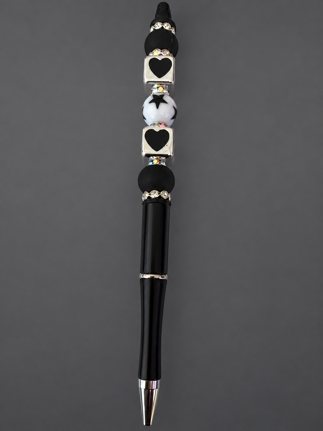 Black Heart Beaded Pen